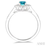 6x4 MM Oval Shape Aquamarine and 1/5 Ctw Round Cut Diamond Semi-Precious Ring in 10K White Gold