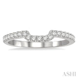 1/4 ctw U-Shape Center Round Cut Diamond Wedding Band in 14K White Gold