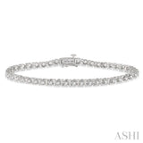 2 Ctw Round Cut Diamond Tennis Tulip Bracelet in 14K White Gold