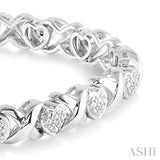 1/10 Ctw 'X' and Heart Shape Round Cut Diamond Bracelet in Sterling Silver