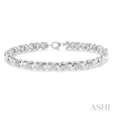 1/10 Ctw 'X' and SQ Round Cut Diamond Bracelet in Sterling Silver