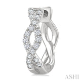 1/6 Ctw Entwined Round Cut Diamond Huggie Petite Earrings in 10K White Gold