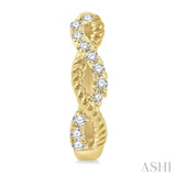 1/10 ctw Split & Twisted Rope and Round Cut Diamond Huggie Petite Earrings in 10K Yellow Gold