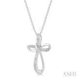 1/50 ctw Infinity Cross Round Cut Diamond Pendant With Chain in Sterling Silver