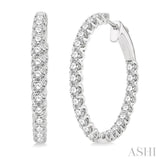 3.00 ctw Inside-Out Round Cut Diamond Hoop Earrings in 14K White Gold