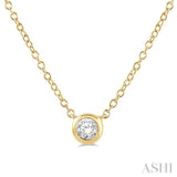 1/10 Ctw Bezel Round Cut Diamond Petite Fashion Pendant With Chain in 10K Yellow Gold