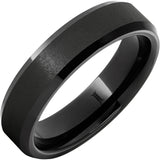 Black Diamond Ceramic Ring with Stone Finish Center and Beveled Edges