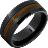 Barrel Aged Black Diamond Ceramic Ring with Rye Whiskey Wood Inlay