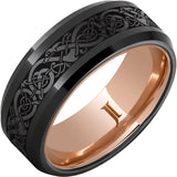 The Viking Hidden Gold  Black Diamond Ceramic Engraved Ring