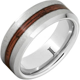 Barrel Aged Serinium® Ring with Cabernet Wood Inlay and Grain Finish