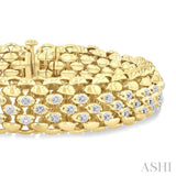 1/4 Ctw Bold Weave Hollow Cylindrical Design Round Cut Diamond Fashion Bracelet in Yellow Gold Vermeil