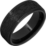 Black Diamond Ceramic Art Nouveau Ring
