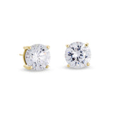 Gold finish sterling silver prong set round simulated diamond earrings approx. 4cttw