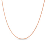 14 rose gold sterling silver 1mm curb chain with end caps and spring ring
