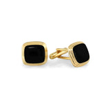 Gold Finish & Black Lacquer Cushion Cufflinks
