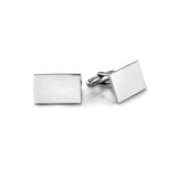 Rhodium Finish Large Rectangle Polished Cufflinks