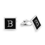 Rhodium Finish Black Aluminim Insert Square Cufflinks