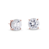 Rose gold finish sterling silver prong set round simulated diamond earrings approx. 4cttw