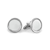 Rhodium Finish Round Rimmed Cufflinks