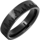 Black Diamond Ceramic Forest Scene Ring with Satin Finish