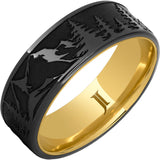 Hidden Gold 10k Inlay Black Diamond Ceramic Ring