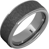 Rugged Tungsten Moon Crater Carved Sandblast Ring
