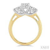 1 1/2 Ctw Past Present and Future Round Cut Diamond Precious Ring in 14K Yellow and White Gold