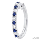 1.80 MM Round Shape Sapphire and 1/4 Ctw Round Cut Diamond Precious Hoop Earring in 10K White Gold