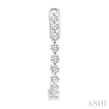 1 Ctw Inside-Out Single Prong Set Round Cut Diamond Hoop Earrings in 14K White Gold