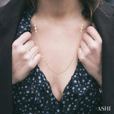 1 1/2 Ctw Three Stone Bezel Set Round Cut Diamond Station Necklace in 14K Yellow Gold