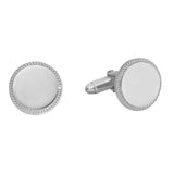 Rhodium Finish Round Beaded Edge Cufflinks