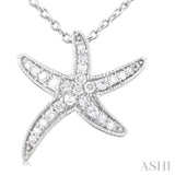 1/10 Ctw Petite Milgrain Starfish Round Cut Diamond Fashion Pendant With Chain in 10K White Gold