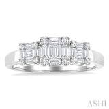 1/2 Ctw Past, Present & Future Baguette and Round Cut Diamond Fusion Fashion Ring in 14K White Gold
