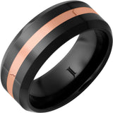 Black Diamond Ceramic 14K Rose Gold Inlay Ring