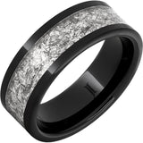 Black Diamond Ceramic Ring With Sterling Silver Foil Inlay