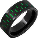 Black Diamond Ceramic Green Carbon Fiber Inlay Ring