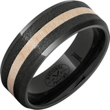 National Pastime Collection Black Diamond Ceramic Ring with Maple Vintage Baseball Bat Wood Inlay and Grain Finish