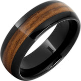 Black Diamond Ceramic Ring with Marine Teak Inlay