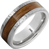 Barrel Aged Serinium® Ring with Bourbon Inlay and Moon Crater Finish