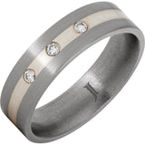 Aerospace Grade Titanium with Diamonds and Sterling Silver Inlay