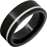 Black Diamond Ceramic Ring with Sterling Silver Inlay