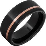 Pure Class - Black Diamond Ceramic Ring with Rose Gold Inlay