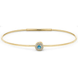 Gold Finish Finish Sterling Silver Round Simulated Blue Topaz Birth Gem Bracelet