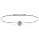 Platinum Finish Sterling Silver Round Simulated Aquamarine Birth Gem Bracelet