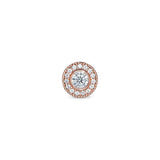 Rose Gold Finish Sterling Silver Micropave Round Simulated Diamond/April Birthstone Charm 