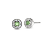 Sterling Silver Micropave Round Simulated Peridot/August Birthstone EarBirthstone Rings 
