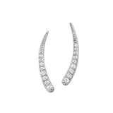 Platinum finish sterling silver micropave curved climber earrings with simulated  diamonds
