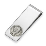Rhodium Finish Mercury Dime Money Clip