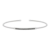 Rhodium finish sterling silver cable cuff bracelet with simulated onyx