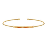 Gold finish sterling silver cable cuff bracelet with simulated citrine birth gems - november